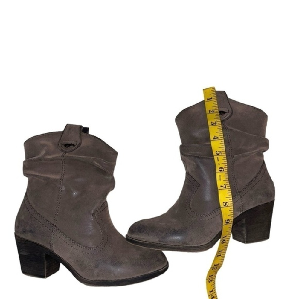 Vtg Rocket Dog Boots Women's 7.5‎ Brown Baige Chunky Heel Pull On Ankle Sheriff